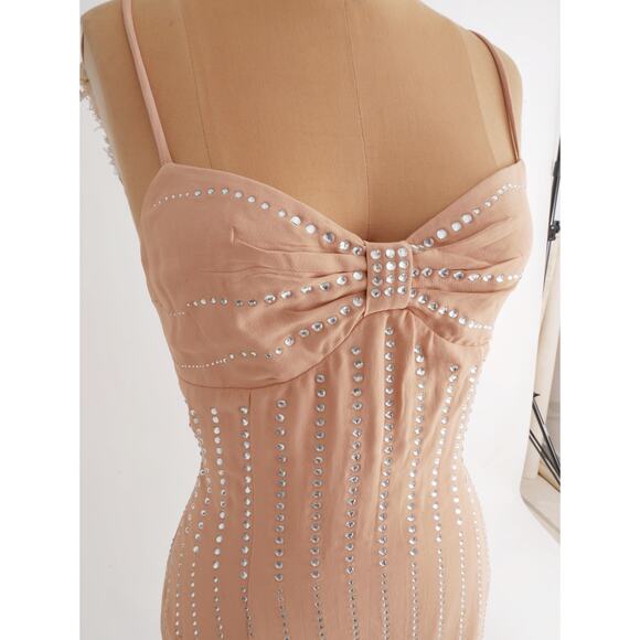 Elegant Peach Embellished Dress - Picture 10 of 11